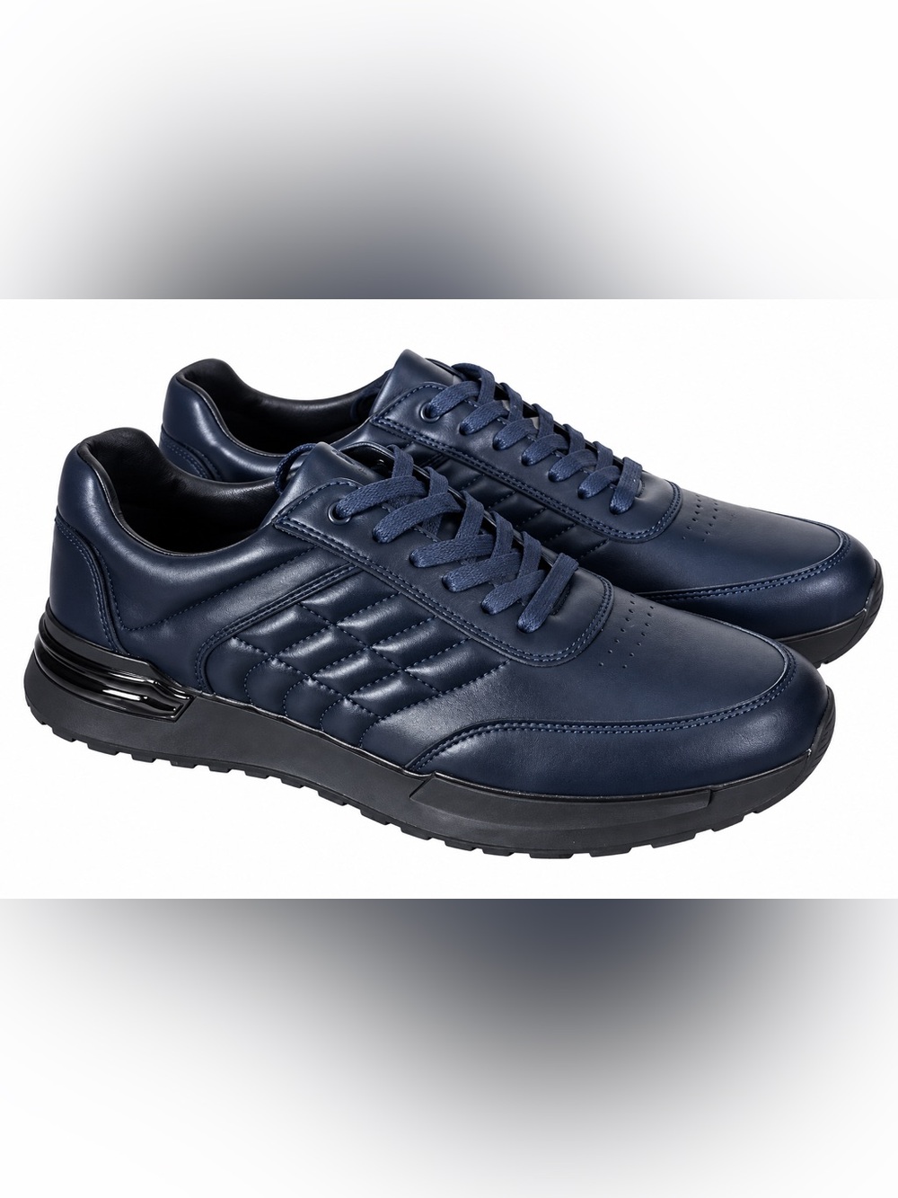 Men's Navy faux Leather Lace-Up Sneakers size 12